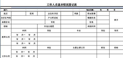 工作人员基本情况登记表模板.xls