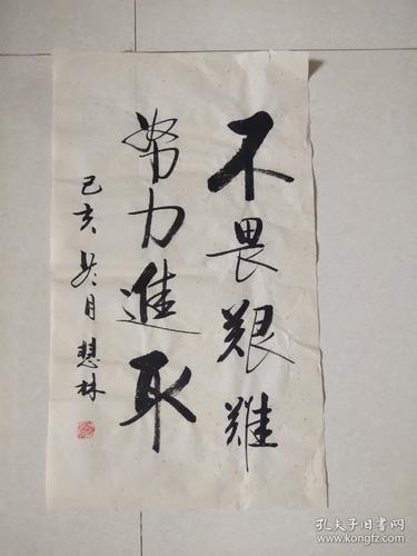 书法作品《不畏艰难努力进取》