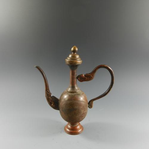 民间收藏品 老物件 紫铜龙凤纹酒壶 古玩古董老货旧货包老