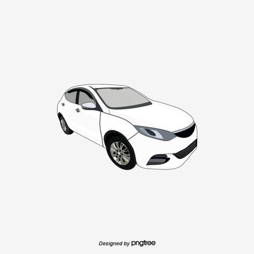 白色手绘汽车的创意插图元素 免费png和psd图片素材