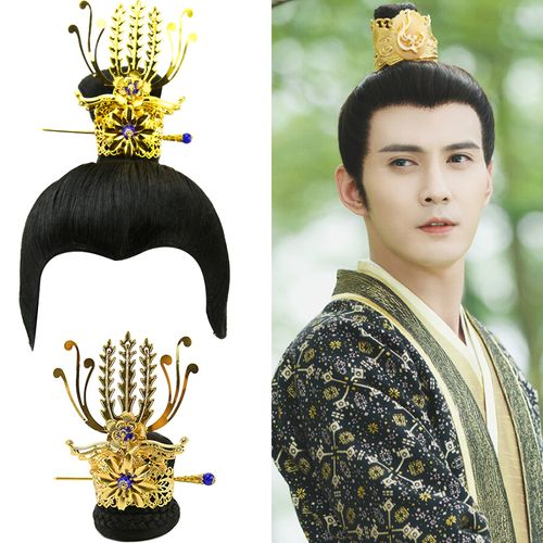 古装男整顶假发头套头饰发冠束发簪古风长发美男发包cos古典动漫