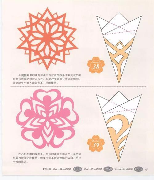 三折团花复杂剪纸步骤图