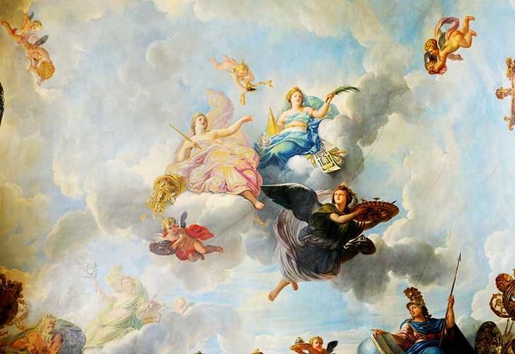 xt95271欧式教堂油画天使美女背景墙