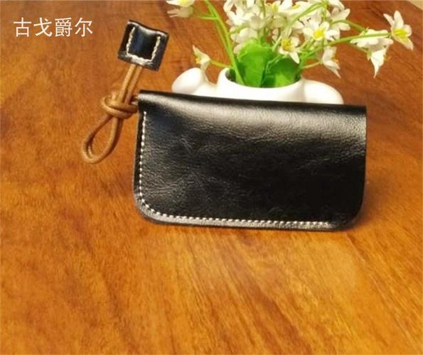 欧美复古个性版抽绳抽拉式钥匙包汽车钥匙套牛皮手工制作男女酒红色