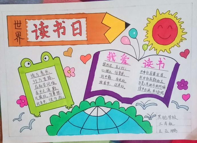 "世界读书日"手抄报及读书记录卡展示.