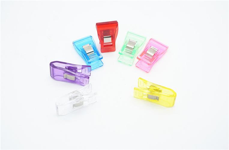 巨门透明彩色迷你小夹子 塑料纸张文件收纳分类票据夹封口夹6只装