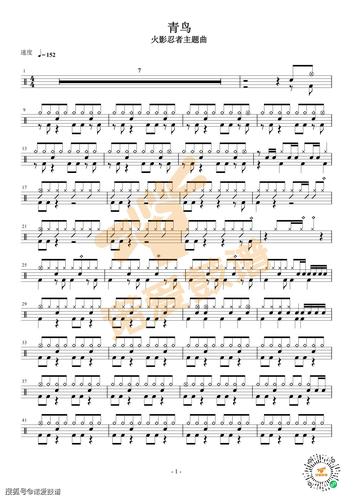 诺爱鼓谱 | 生物股长《青鸟》火影忍者主题曲