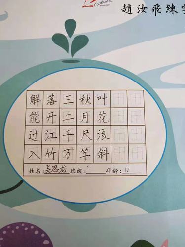 赵汝飞梯形格练字