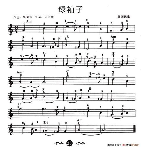 绿袖子 greensleeves(西部开拓史主题曲)电子琴谱