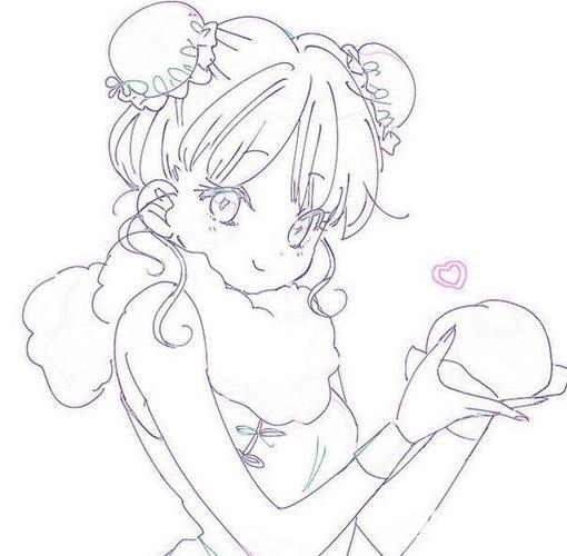 少女动漫人物素描画简单图片