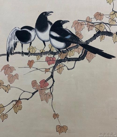 徐悲鸿「七喜临门」纸本立轴附廖静文鉴