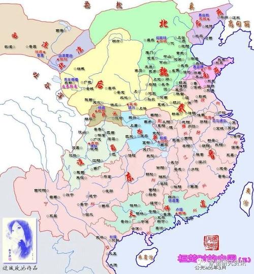 东晋晚期疆域图(重新收拾山河,疆域直达黄河南岸,隔黄河与北魏对峙)