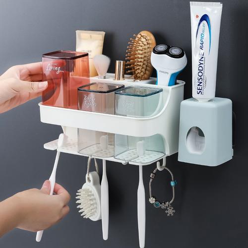 "墙贴牙刷牙膏的盒子放牙杯的架子挂墙壁挂壁式牙具