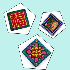 艾琳编织福字坐垫毛线手工编织车坐垫纯手工钩织椅垫喜字沙发铺垫