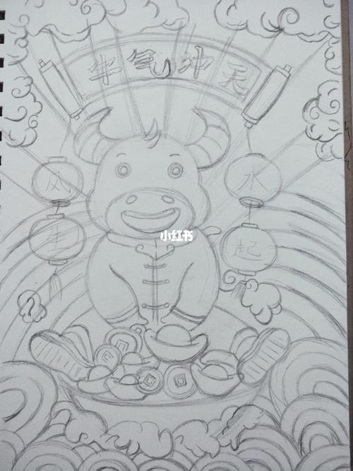 2021牛年大吉|新年简笔画手绘|附步骤图_新年去哪玩_简笔画_手绘_漫画