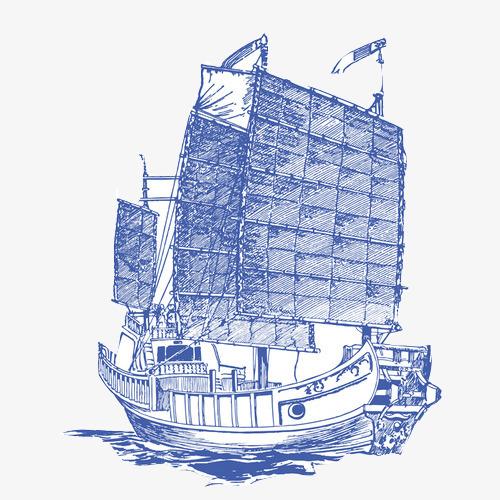 关键词 船帆船古代战船远航手绘画圆珠笔画