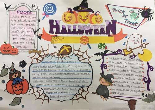 2020万圣节手抄报halloween英文手抄报