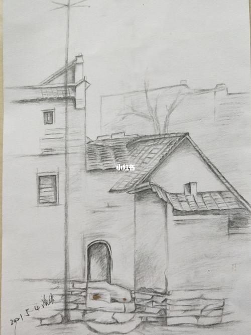 素描风景,简单,美._风景_素描_素描风景_文化_绘画