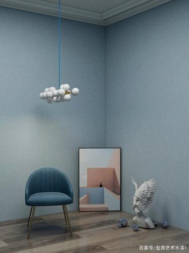 艺术涂料选蓝天治愈色系,与2020年流行色蓝色搭配成"