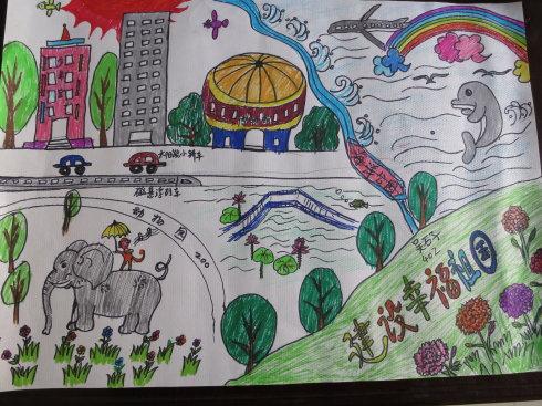 转载宿松县城关小学建设幸福中国主题绘画学生作品