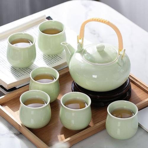 苏宁放心购手工描金提梁陶瓷茶具套装家用泡茶壶茶杯送托盘视频