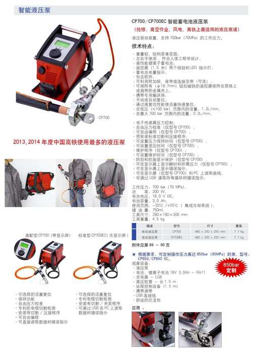 cp700/cp700ec 智能蓄电池液压泵