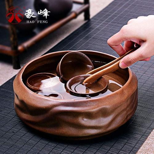 柴烧茶洗消毒茶碗 洗杯碗大号洗杯子茶道配件功夫茶具套装