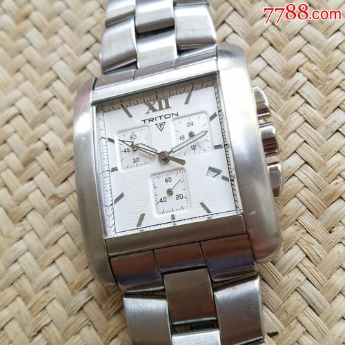 【独特方形表壳】【放射波浪纹表盘】-瑞典triton特里同-精密计时码