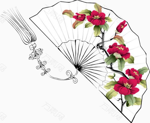 手绘花朵折扇