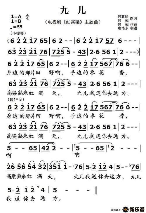 歌曲九儿的简谱歌谱下载