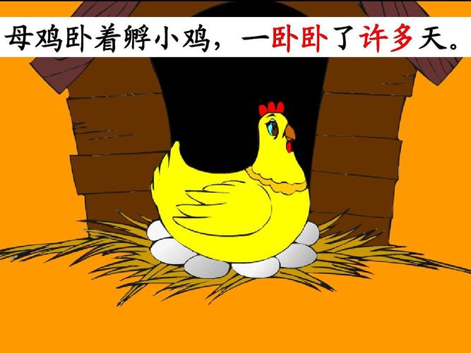 母鸡卧着孵小鸡,一卧卧了许多天. 卧卧 许多