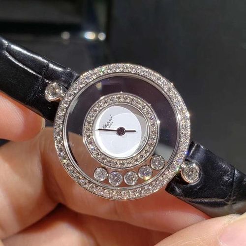 萧邦快乐钻石系列白金原钻石英女表