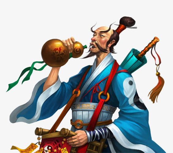 喝酒的老道士古风手绘