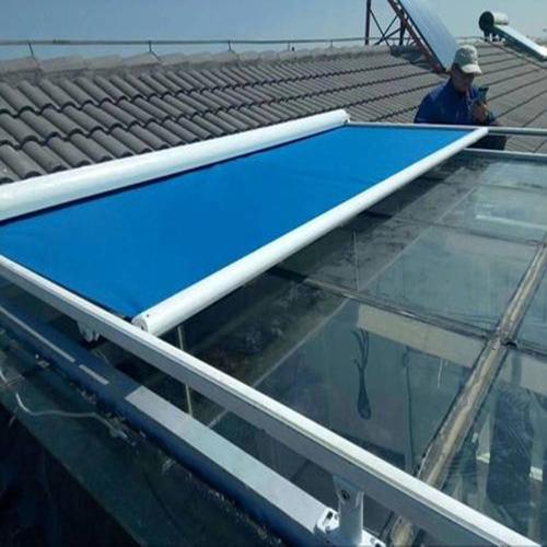 西城区阳光房遮阳帘定做玻璃房电动遮阳帘 采光顶电动卷轴天棚帘 电动