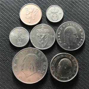 欧洲套币 挪威1973--94年5欧尔--10克朗7枚全币套 外国钱币硬币