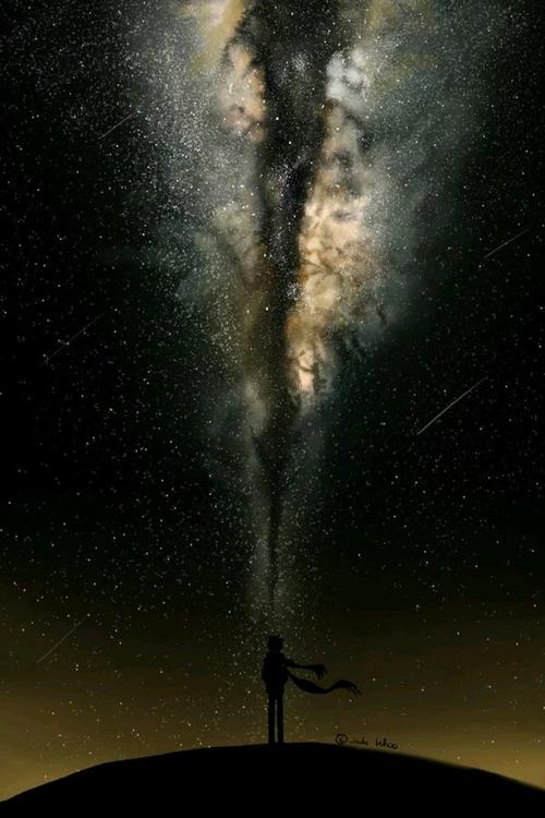 夜幕中,我站在地平线仰望星空,星河自在交融,流星滑落,繁华着夜空!