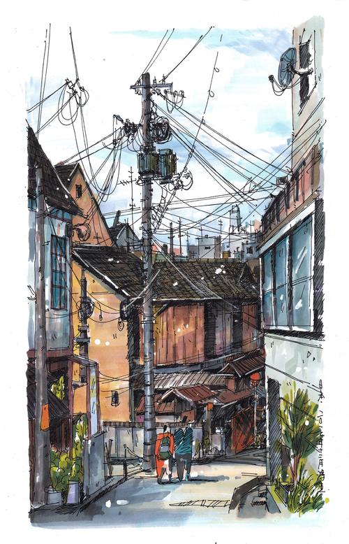 马克笔风景手绘---日本街景|插画|商业插画|谭泽鸿