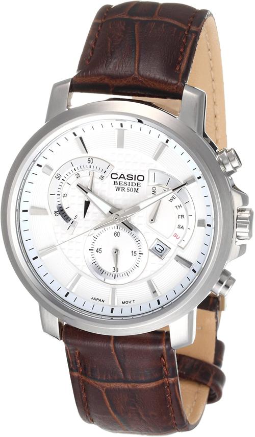 casio卡西欧beside系列真皮石英男表bem506l7a