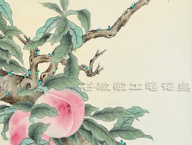 20:44:39) 标签: 谷敬敏 传统工笔花鸟 福寿图 工笔寿桃 工笔蝙蝠