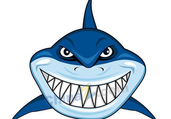 卡通尖牙鲨鱼正面图矢量下载