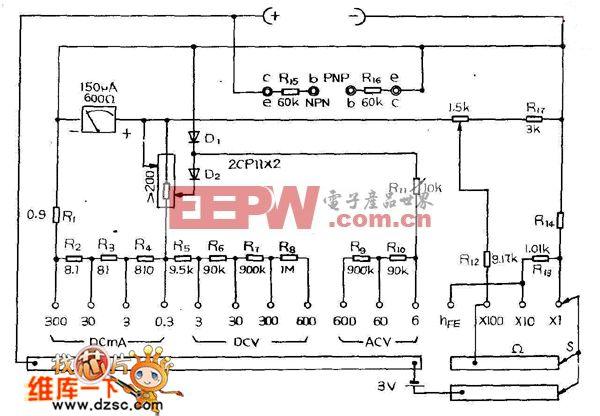 mf66万用表电路图