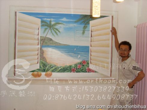 窗户手绘墙壁画