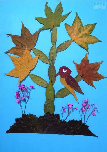 树叶贴画手工 树叶作品树叶贴画秋天成品真树叶贴画成品树叶材料包小