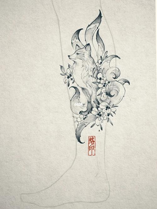 九尾狐纹身手稿_纹身_三里屯太古里自由行热门攻略_三里屯_太古里