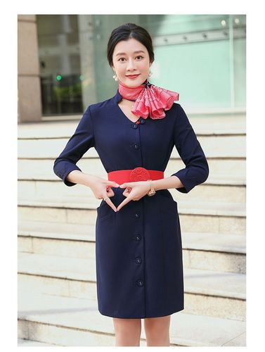 东航空姐制服职业套装修身连衣裙美容师售楼部工作服空乘面试服装