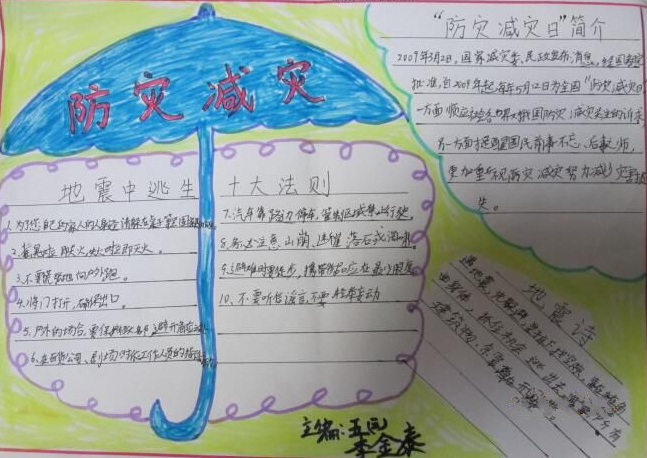 小学生防震减灾手抄报简单