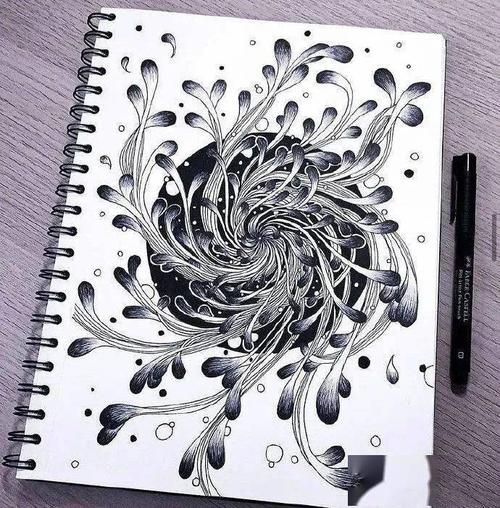 一组解压黑白插画作品