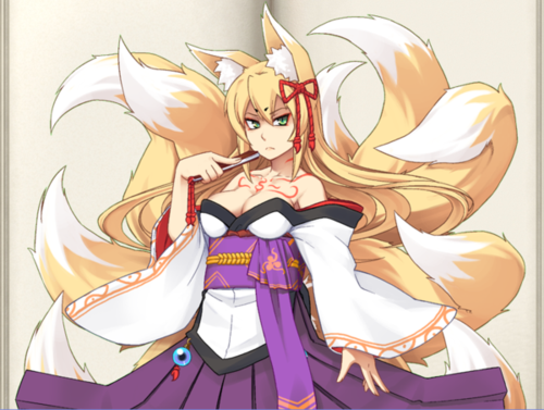 玉藻,日本游戏《勇者大战魔物娘》初期作为强力boss存在.