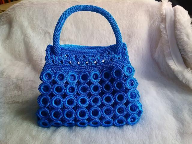 纯手工编织包个性钩线女式手提包钩织圈圈包女款时尚手提包毛线针