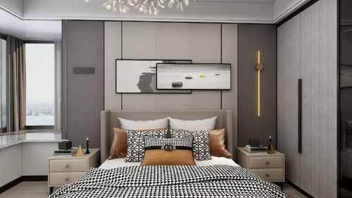 主卧室采用硬包背景墙设计,色彩自由搭配